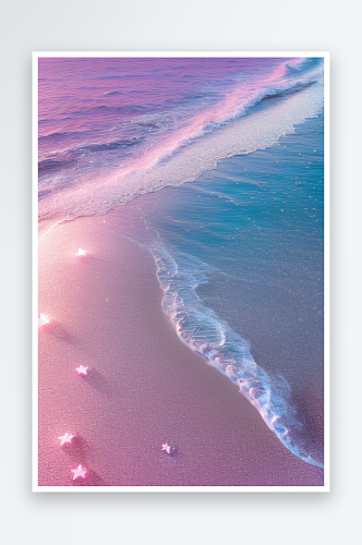 梦幻沙滩粉蓝玫瑰与心形海滩