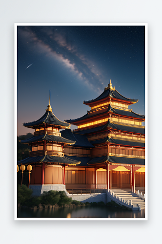金色中国宫殿建筑风格建筑的辉煌