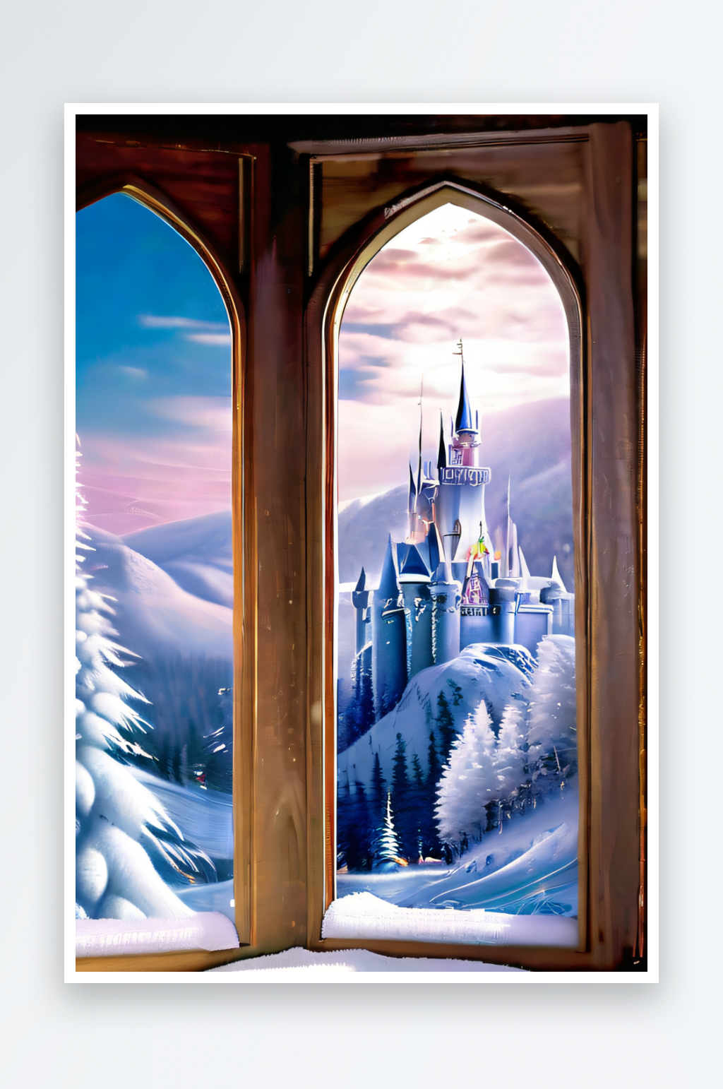 冰雪奇迹冰雪城堡与冰玫瑰的神奇美景素材