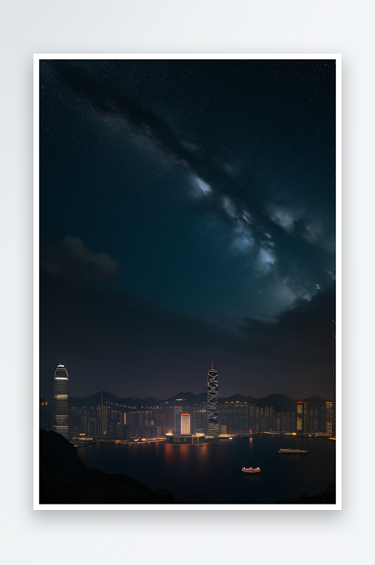 夜幕中的香港废墟遗迹