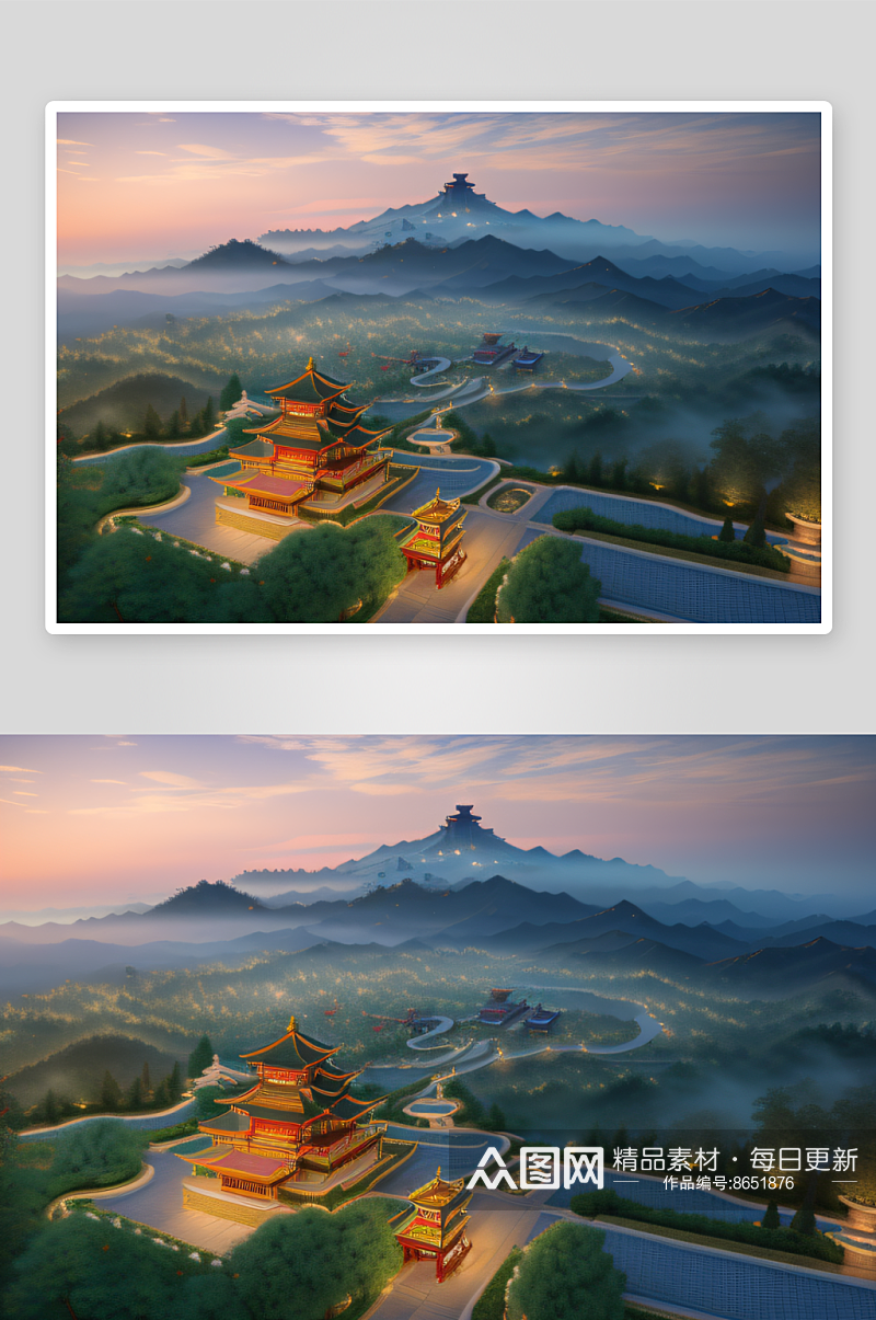 神话中国宫殿仙境童话素材