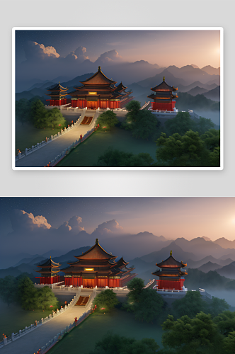 神话中国宫殿仙境童话