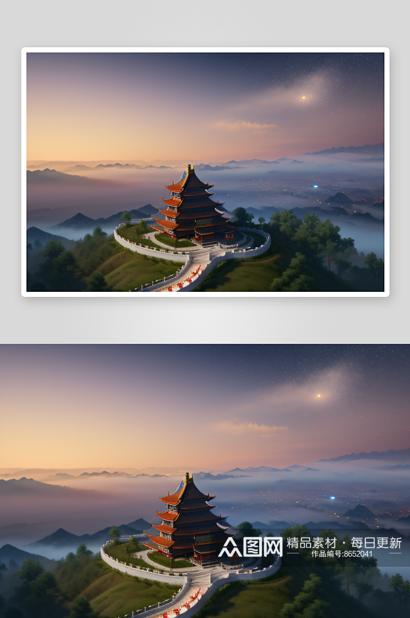中国风仙境CG渲染繁星闪耀素材