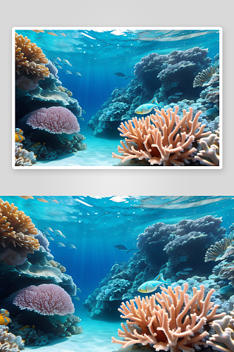 珊瑚海与阳光沐浴马尔代夫热带天堂