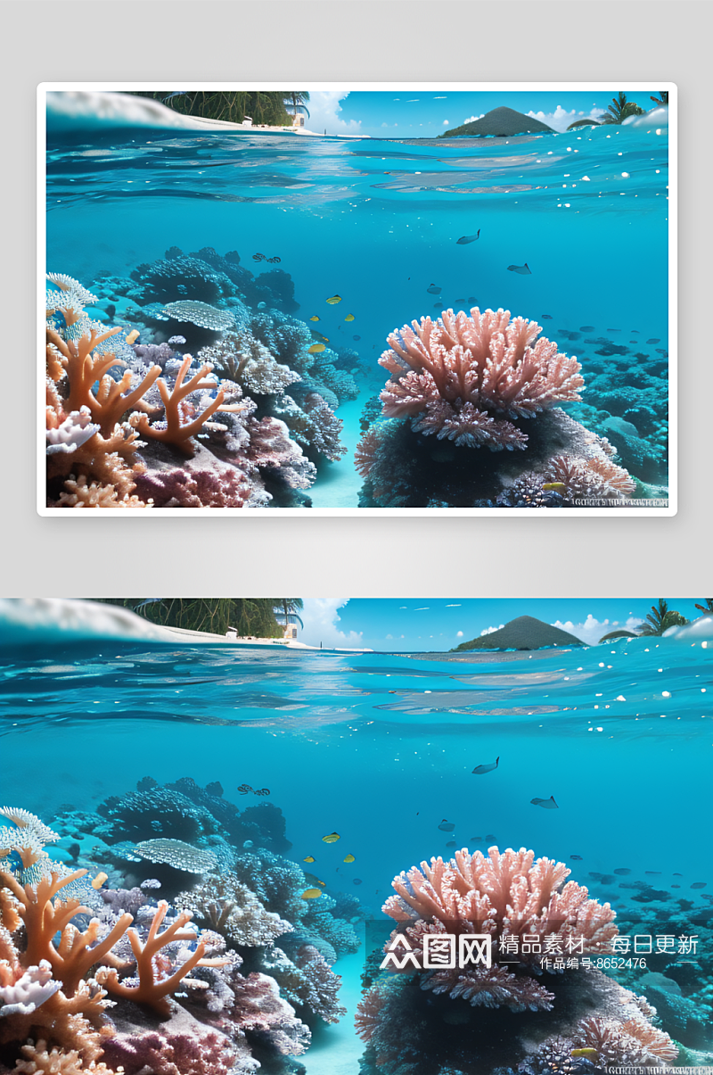 珊瑚海与阳光沐浴马尔代夫热带天堂素材