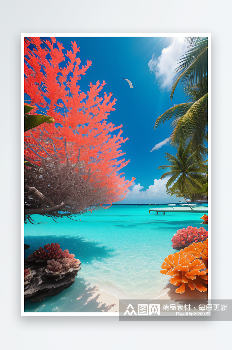 蓝色海洋金色沙滩马尔代夫的梦幻之旅素材
