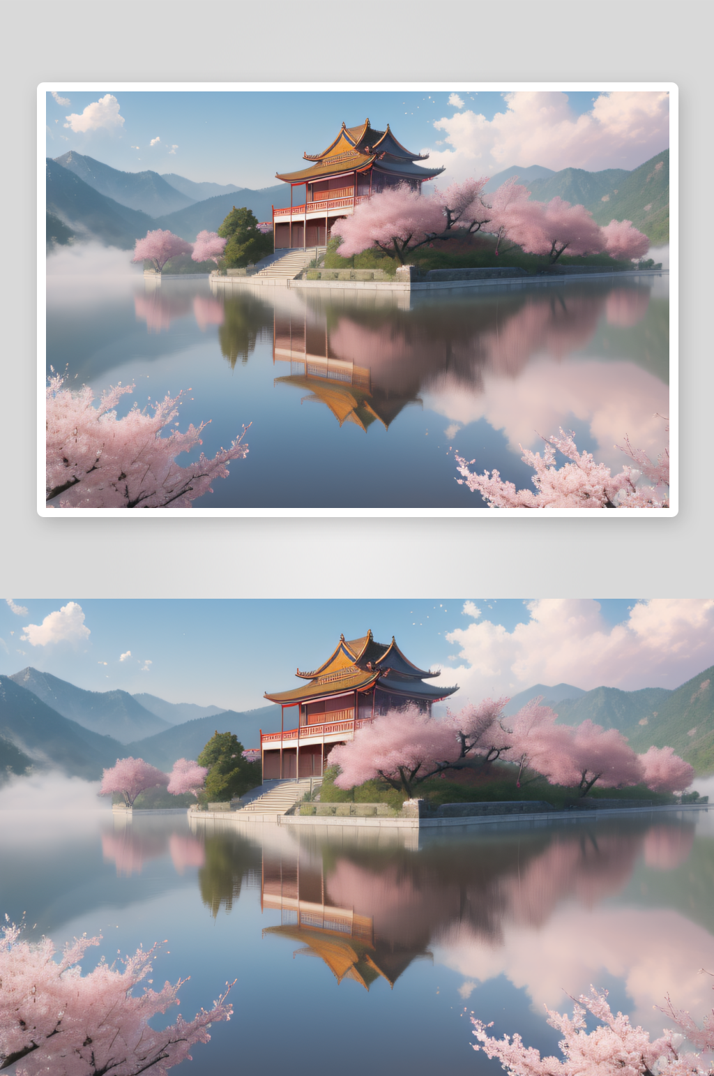 桃花盛开的浪漫画卷中国古宫美景尽收眼底素材