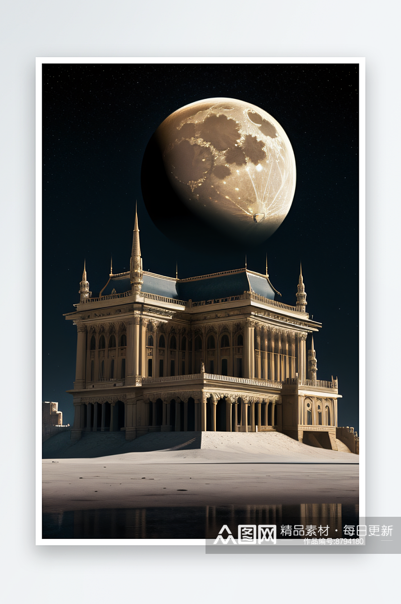 月球上的神秘宫殿素材