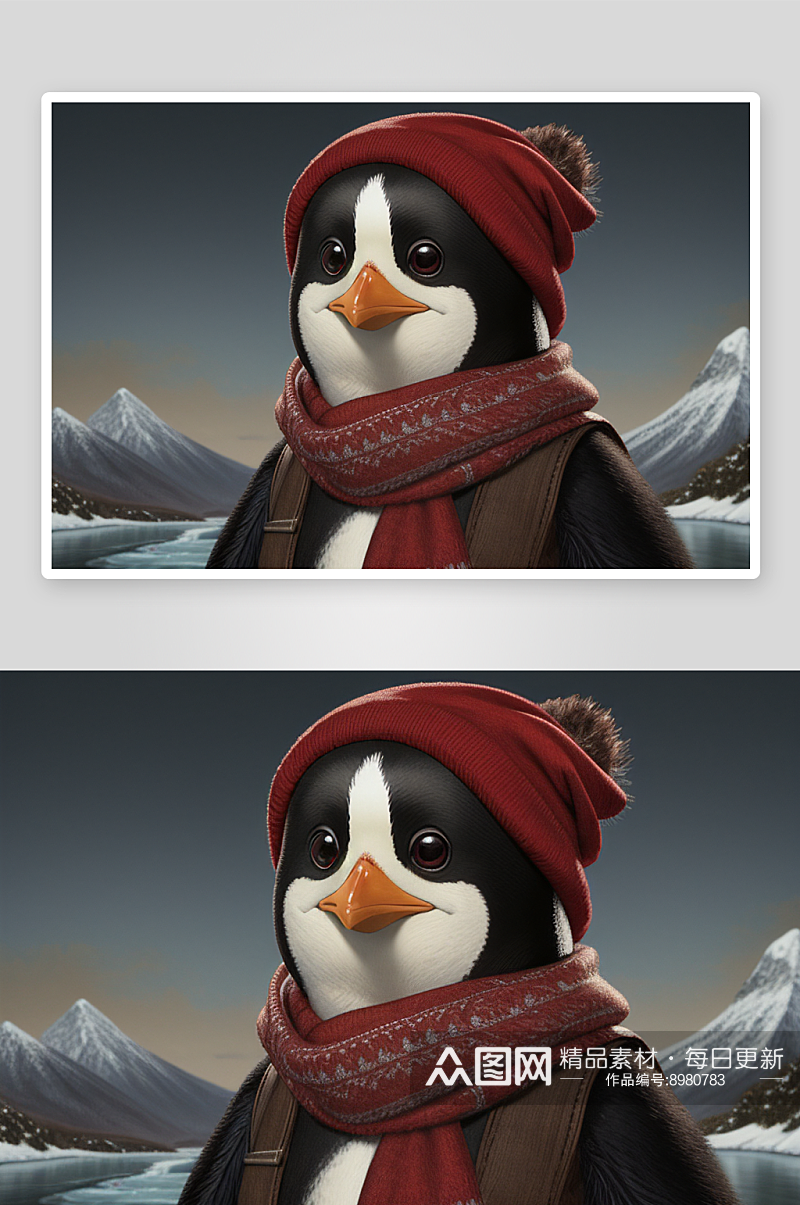 红领巾下的可爱企鹅素材