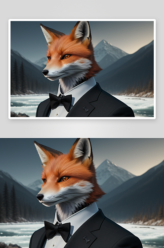逼真商务狐狸8K前正面肖像设计
