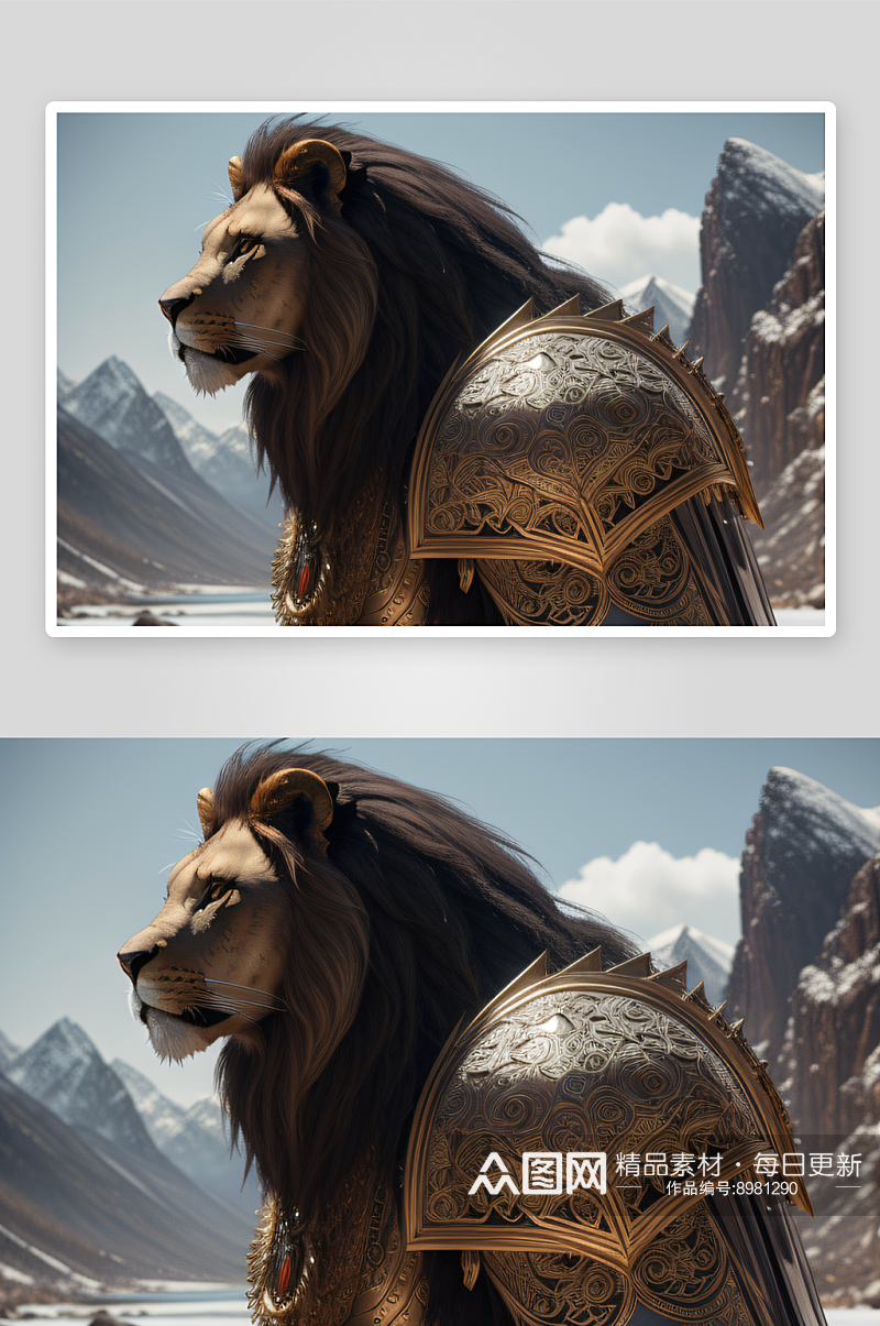 庄重狮子圣骑士三分之二视角素材