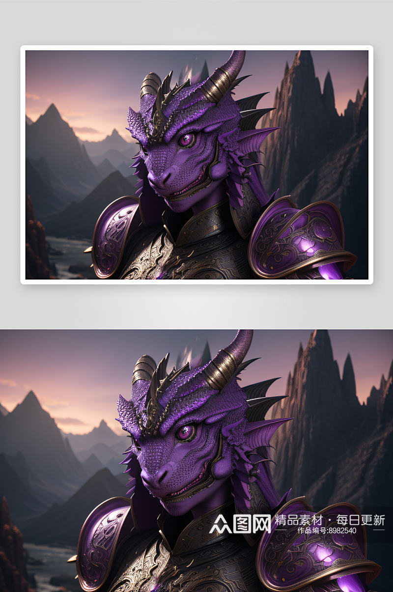 紫色龙形人物大眼睛精细细节素材