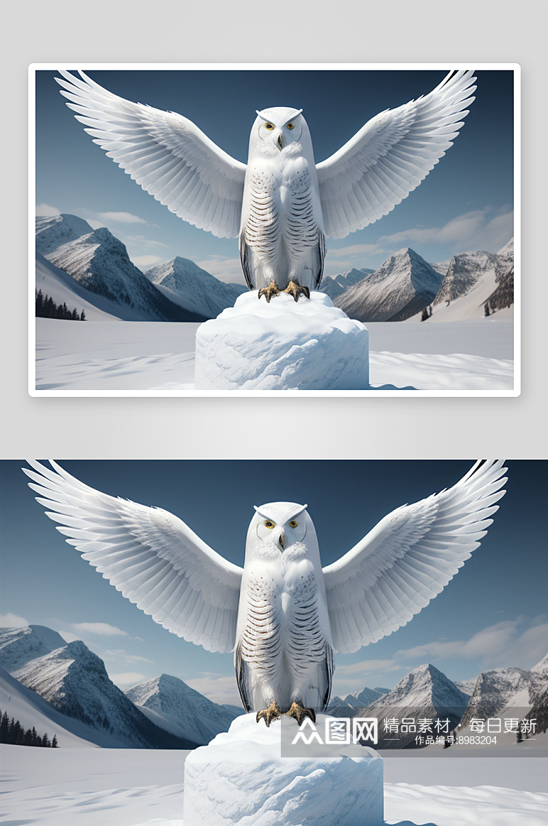 冰之奇迹梦幻般的干冰猫头鹰雕塑素材