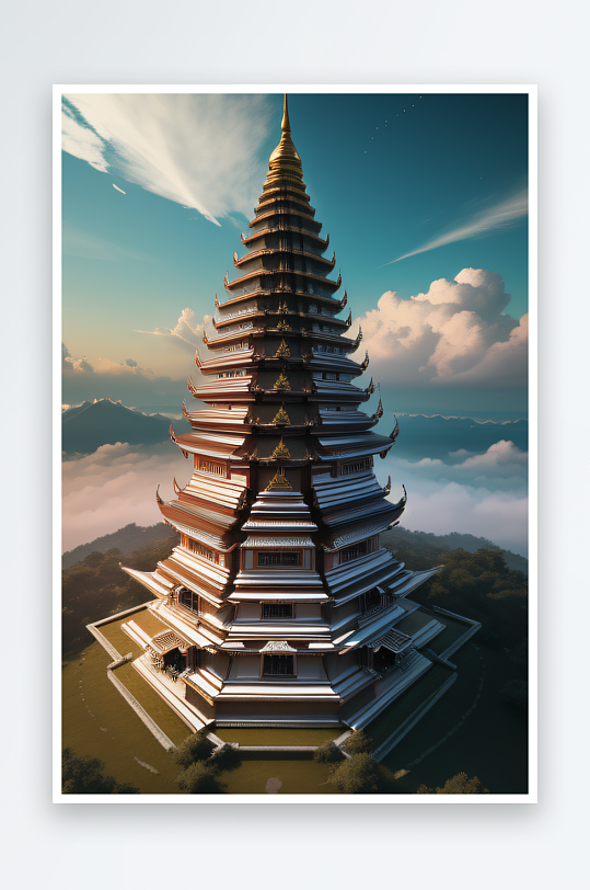 曼谷天空乌托邦白樱花云顶寺庙的幻想世界