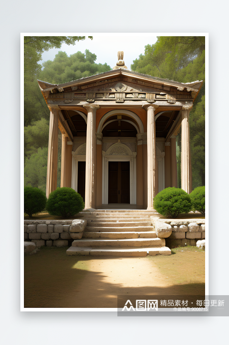 希腊宫殿与宁静森林之旅素材