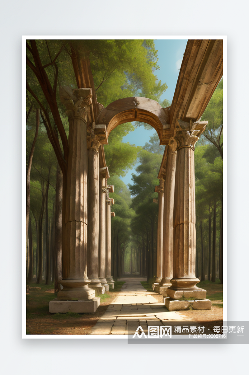 希腊宫殿与宁静森林之旅素材