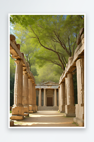 希腊风格宫殿与静谧森林梦幻交融