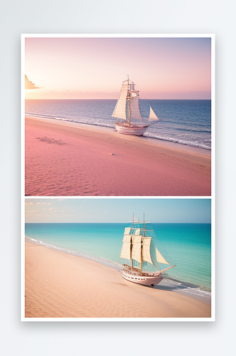 美丽的风景粉色沙滩细腻的色彩