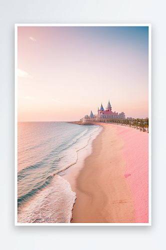 美丽的风景粉色沙滩细腻的色彩