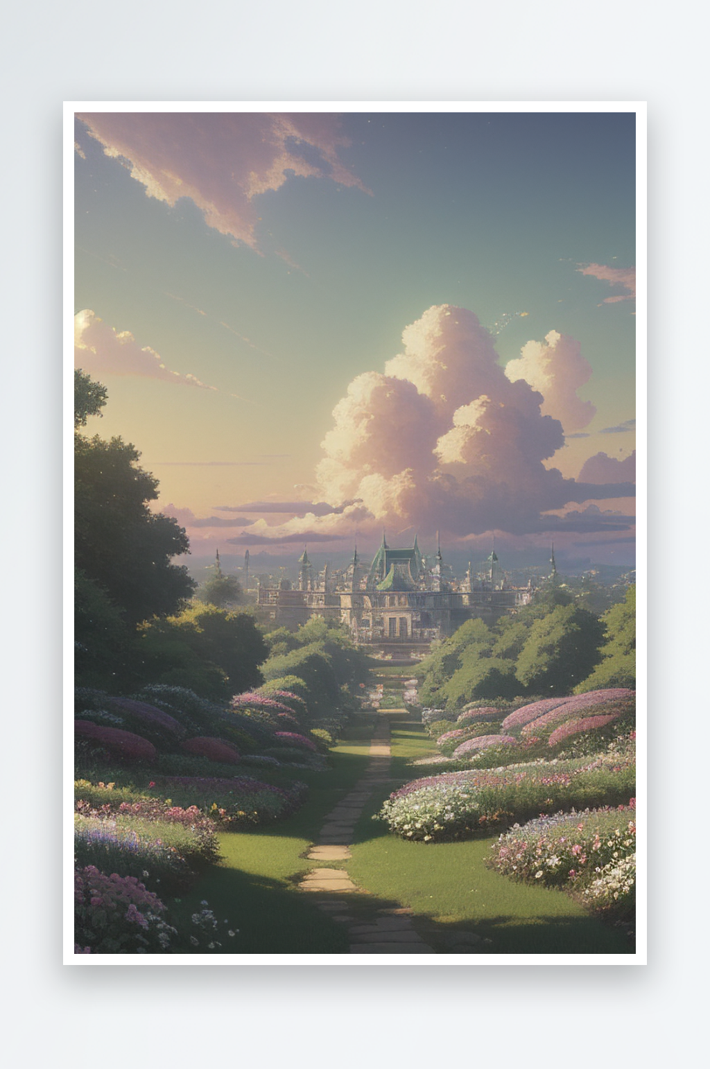 梦幻之境夏日绽放的花海素材