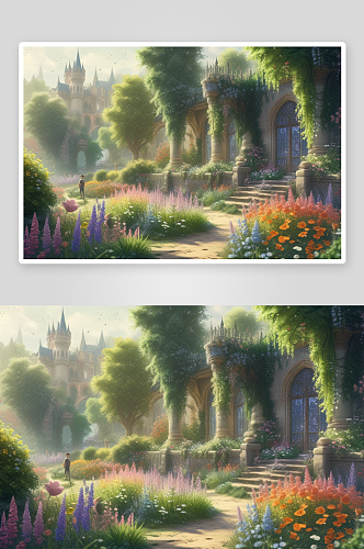 城堡花园中的梦幻仙境