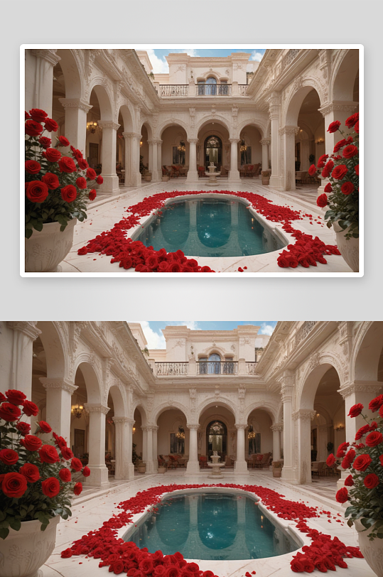 红玫瑰大厦游泳池的绝美风景