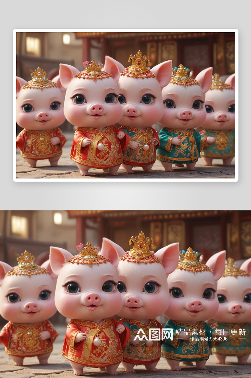 可爱小猪中国京剧服装下的艺术表达素材