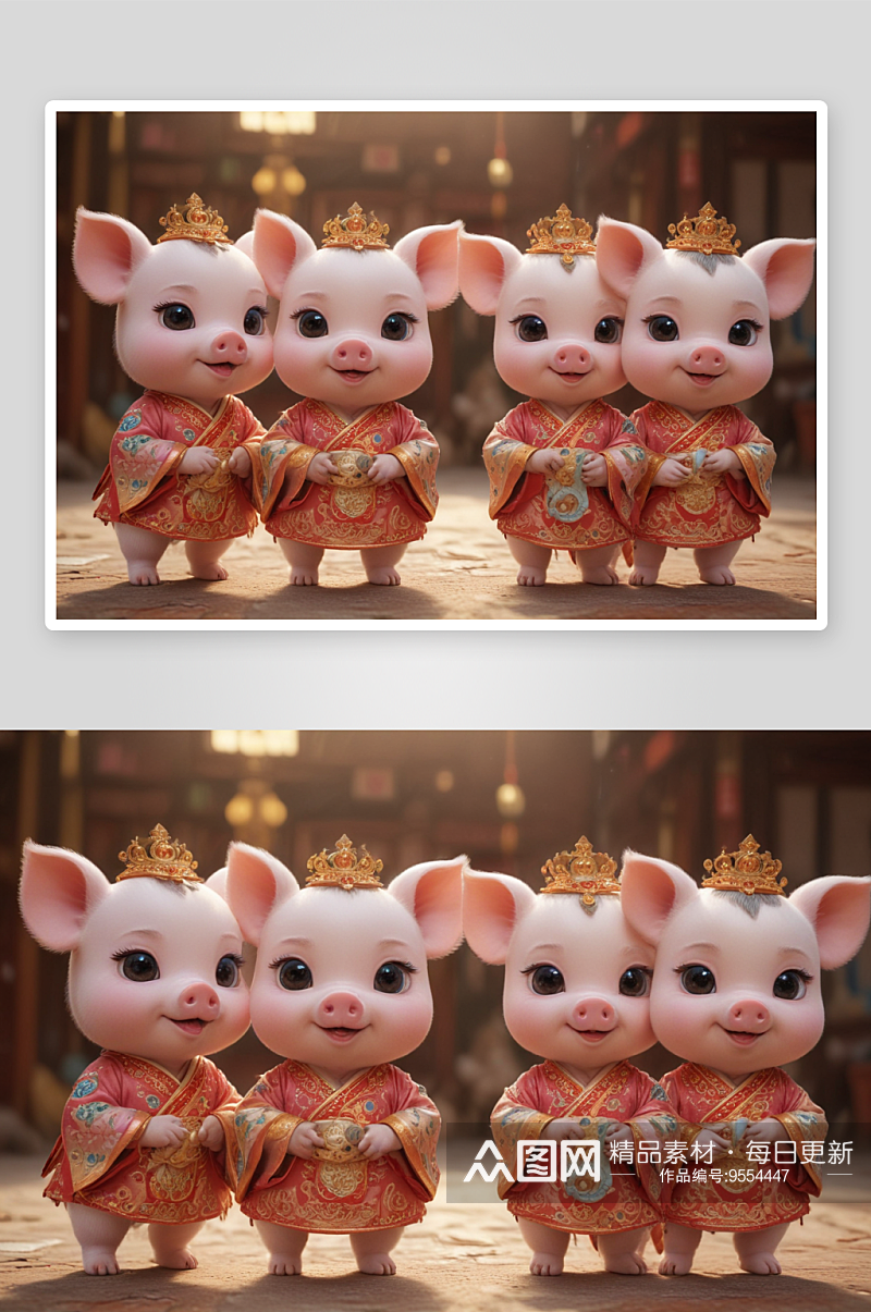 可爱小猪中国京剧服装下的古典风情素材