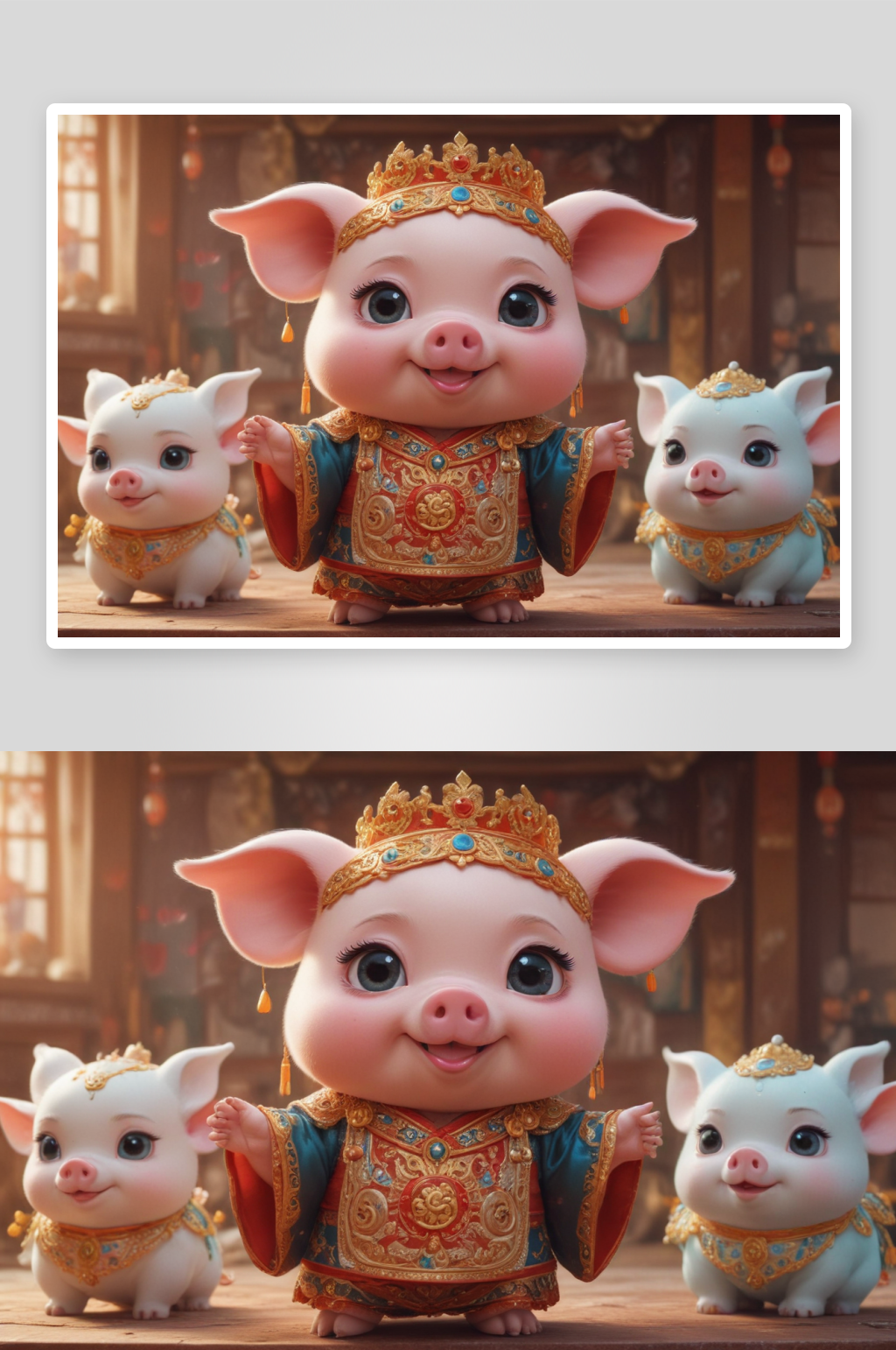 可爱小猪中国京剧服装下的古典风情素材