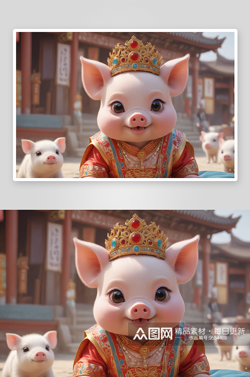 可爱小猪中国京剧服装下的古典风情素材