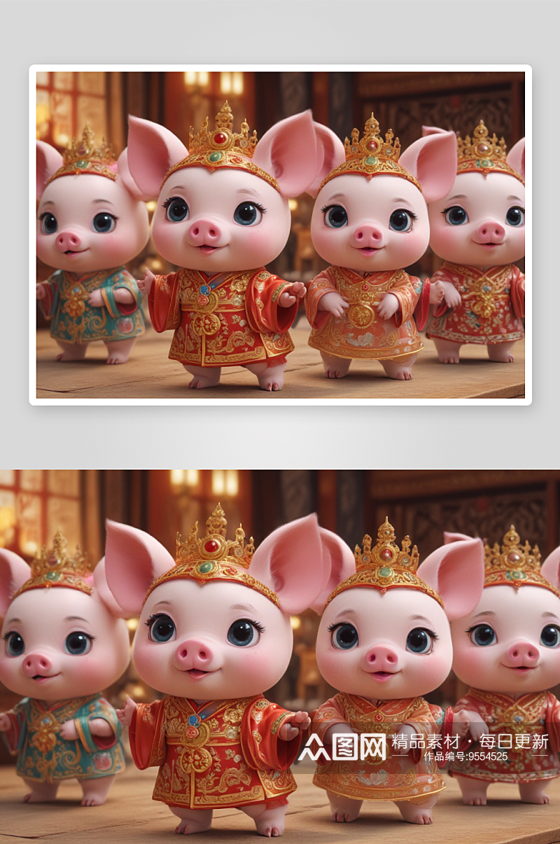 可爱小猪中国京剧服装下的舞台魅力素材