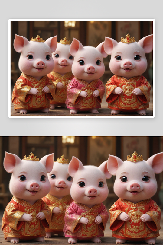 可爱小猪中国京剧服装下的舞台魅力
