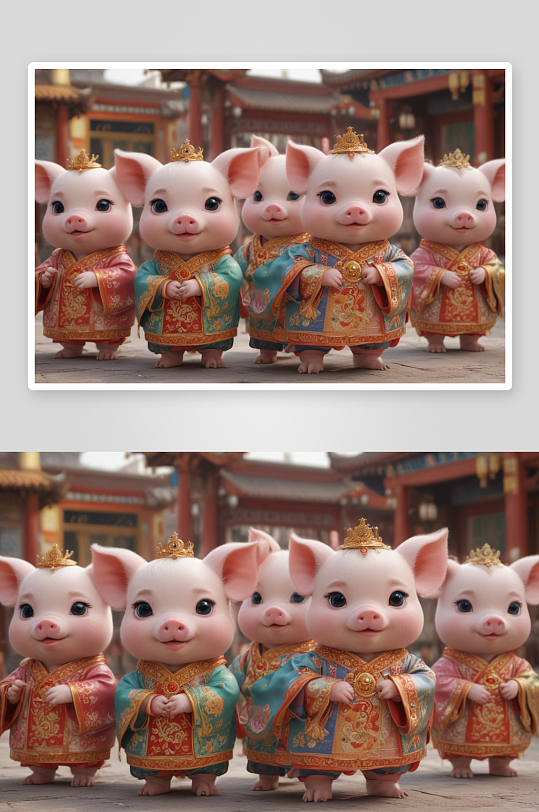 可爱小猪中国京剧服装下的戏曲艺术