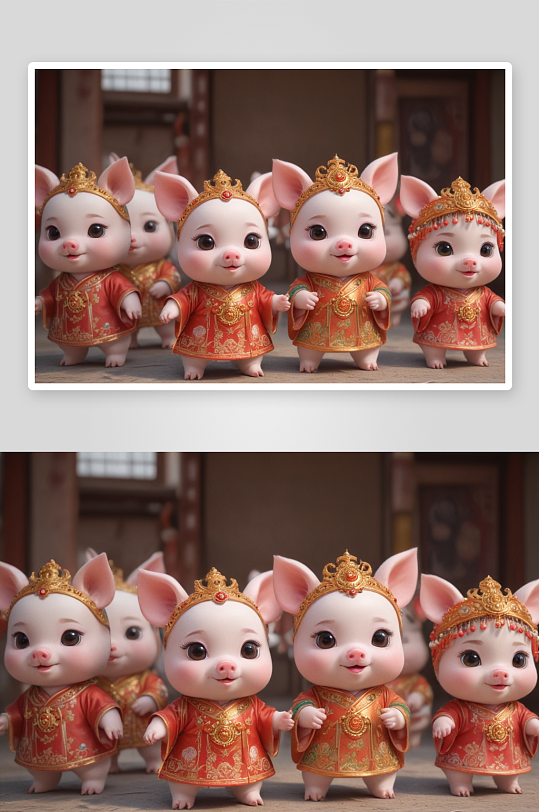 可爱小猪中国京剧服装下的戏曲艺术