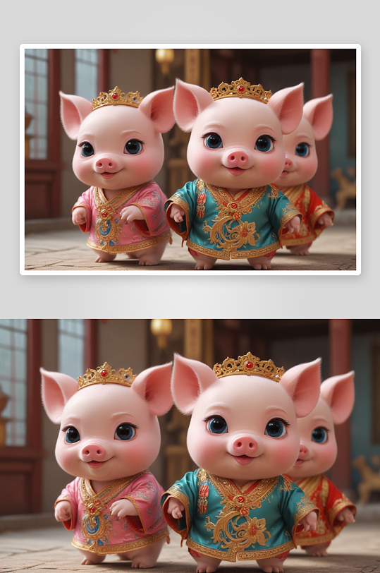 可爱小猪中国京剧服装下的传统之美