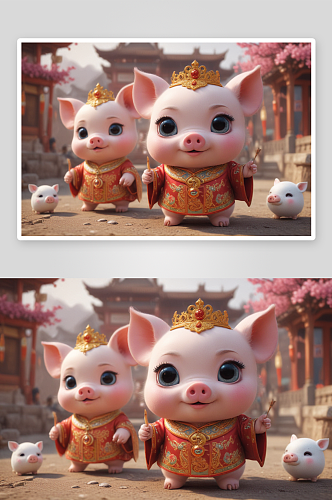 可爱小猪中国京剧服装下的传统之美