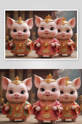 可爱小猪中国京剧服装下的古韵悠长