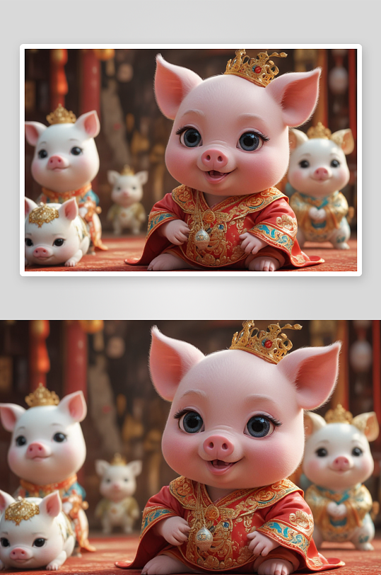 可爱小猪中国京剧服装下的戏剧魅力