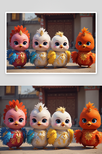 小鸡宝宝中国京剧服装下的可爱形象