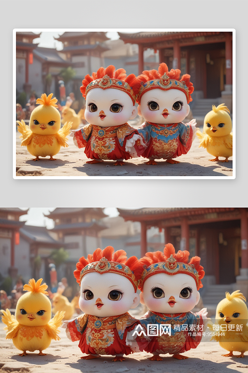小鸡宝宝中国京剧服装下的传统文化之美素材