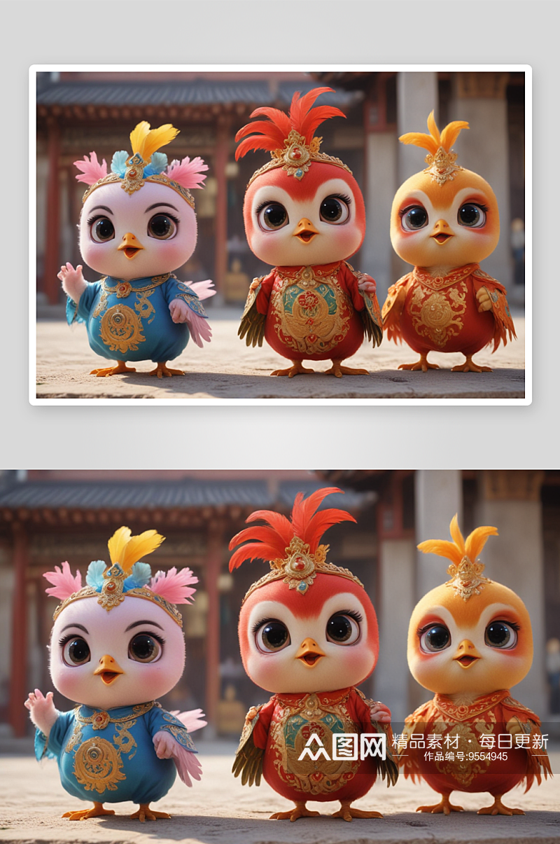 小鸡宝宝中国京剧服装下的传统文化之美素材
