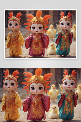 小鸡宝宝中国京剧服装下的古典风情