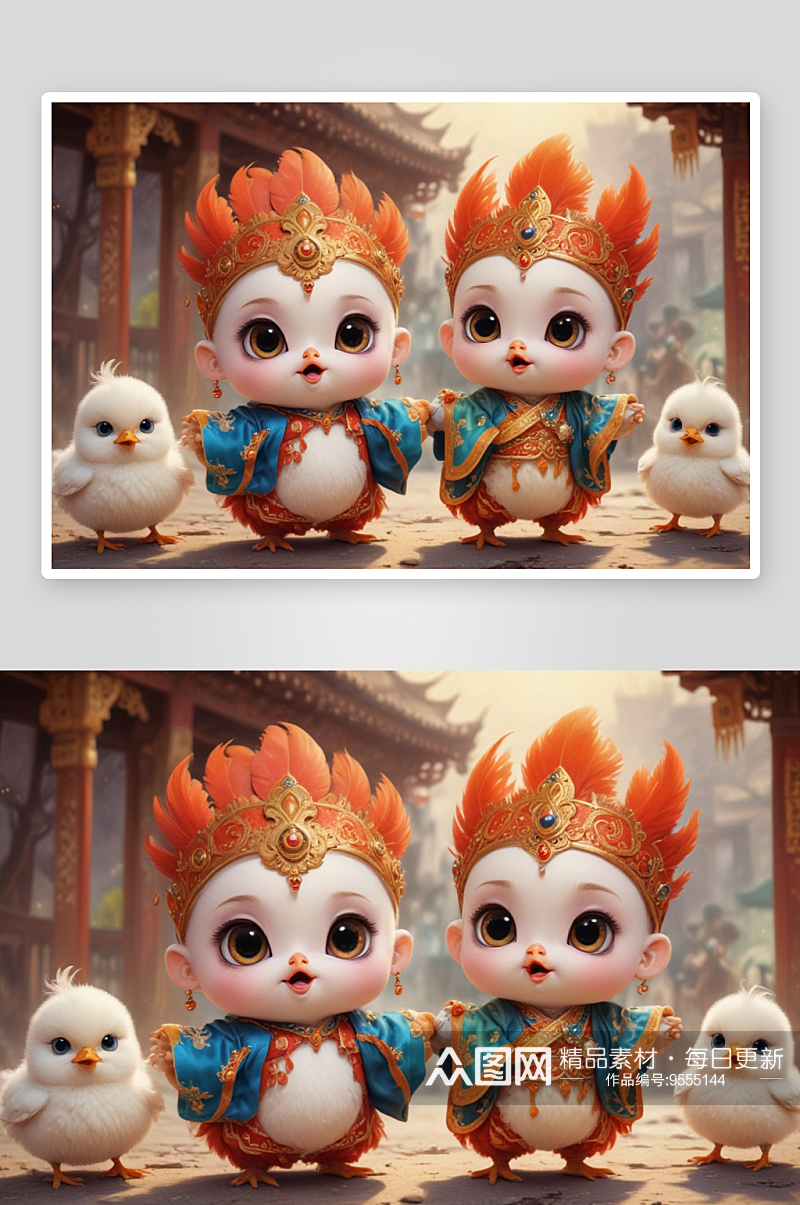 小鸡宝宝中国京剧服装下的传统韵味素材