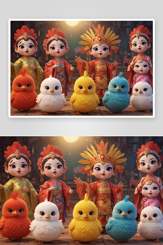 小鸡宝宝中国京剧服装下的传统韵味