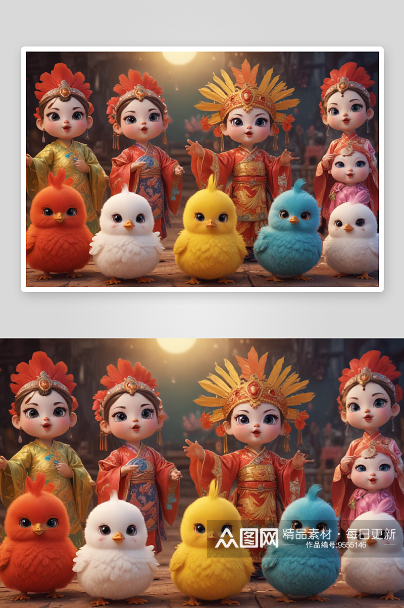 小鸡宝宝中国京剧服装下的传统韵味素材