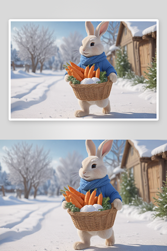 拟人化可爱的兔子童年回忆中的快乐时光