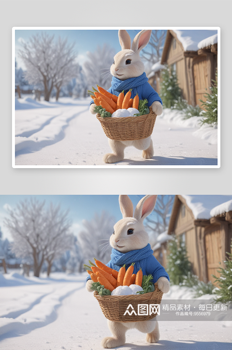 拟人化可爱的兔子童年回忆中的快乐时光素材