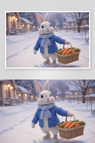 拟人化可爱的兔子童年回忆中的快乐时光