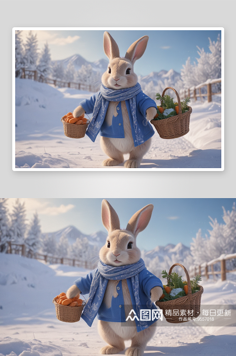 拟人化可爱的兔子梦幻世界里的可爱使者素材