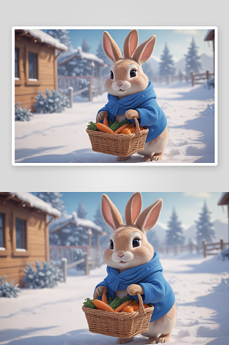 拟人化可爱的兔子温柔乡村中的快乐伙伴
